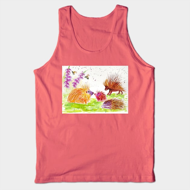 Colorful Porcupines among flowers Tank Top by Casimirasquirkyart